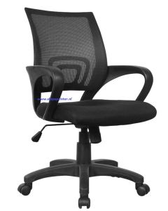 Bureaustoel in zwart PU PVC met blauw PU zitting 