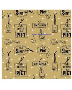 Cadeaupapier kraft Label Sint/Piet L250mtr