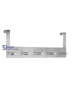 Garderobe aan de deur in zilver 5 haken B135 D75 H405 mm. 