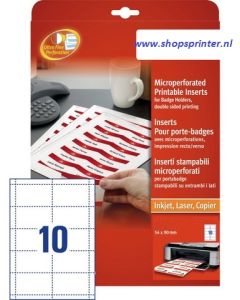Badge insteekkaart 54x90 mm, 100 vel