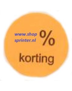 Korting %  rond fluor oranje