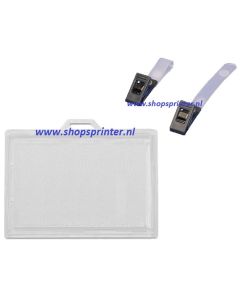 Naambadge met zwarte clip 60x93mm