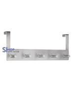 Garderobe aan de deur in zilver 5 haken B135 D75 H405 mm. 